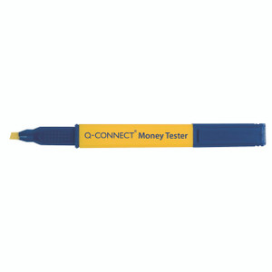CW Office Q-Connect Counterfeit Detec Pen PK10, yellow and blue counterfeit detection pen for money verification.