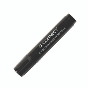 Q-Connect Jumbo Permament Marker Black, product image showing a black marker pen with a cap for writing on whiteboards, labels, and other surfaces.