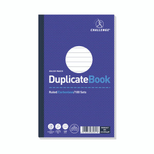 CW Office Challenge Dup Book 210X130MM PK5, blue dotted cover duplicate notebook with ruled pages and barcode.