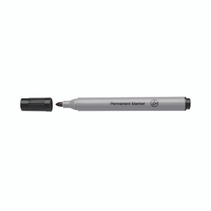 CW Office Black Permanent Marker Bullet PK10, black permanent marker pen with a removable cap and bullet tip for writing on various surfaces.