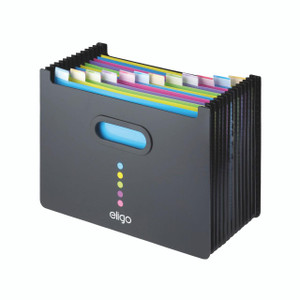 CW Office Snopake Eligo Desk Expanding File, color-coded document storage organizer with multiple color-coded plastic pockets for office and school use.