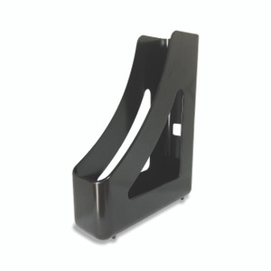 CW Office 5 Star Magazine File Black, black plastic magazine storage organizer with a sleek design.