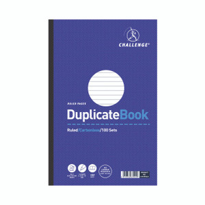 CW Office Challenge Dup Book 297X195 Rld PK3, A blue ruled duplicate book with white and blue text and a round writing space on the cover.