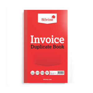 CW Office Silvine Dup Invoice Book 611 PK6, red and white duplicate invoice book with printed invoice and index sheet