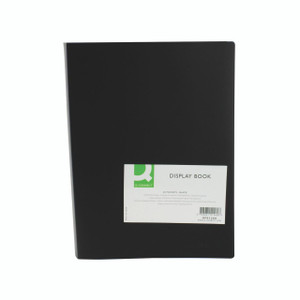 CW Office Q-Connect Display Book 40 Pocket BLK, black presentation display book with 40 transparent pockets.
