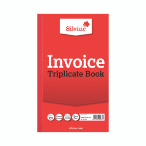 CW Office Silvine Triplicate Book, a red invoice copy book with a white label at the top and black and white text on the cover.