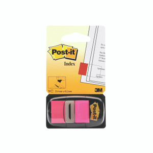 CW Office 3M Post-It Index Tab 25MM Bright Pink, 25.4 mm x 43.2 mm adhesive index tabs in a pack of 600 for organizing documents.