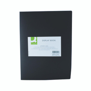 CW Office Q-Connect Display Book 20 Pocket BLK, black display book with 20 pockets for organizing documents.