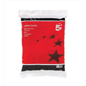 CW Office Rubber Bands NO24 152X1.5MM BAG 454G, red and black packaging with star design, containing elastic rubber bands for office use.