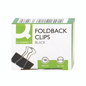 Q-Connect Foldback Clp 16MM BLK PK10