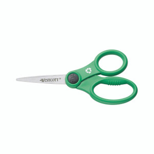 CW Office Westcott Kleen Earth Scissors 130MM, green handle scissors with stainless steel blades.