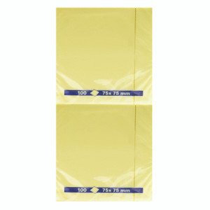 CW Office Np Quick Note 75X75MM PK12, pack of yellow sticky notes with 75x75mm size.