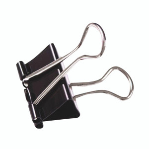 CW Office Foldback Clip 19MM BLK PK100, black foldback paper clip with metal handles.