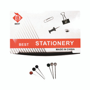 CW Office Map Pin PK100 Assorted, set of assorted colored stationery map pins for office organizing and bulletin boards.