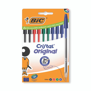 Bic Cristal Ball Pen Med AST PK10
