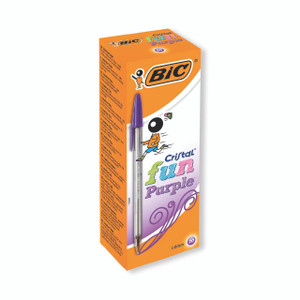 CW Office Bc Cristal Fun Purple Ball Pen PK20, colorful purple ball pen with packaging