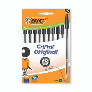 Bic Cristal Ball Pen Med BLK PK10