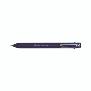 CW Office Pentel Izee 4 Colr Ballpoint Pen, purple pen with silver clip and branding, designed for multi-color writing.