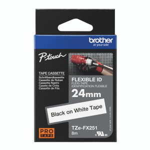 CW Office Brother Tze Tpe 24MMX8M BLK/WHT, black on white tape cassette packaging.