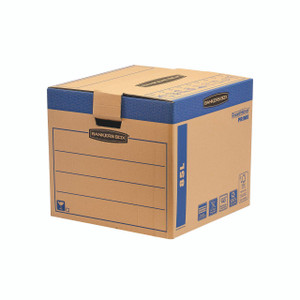 CW Office Smoothmove Removal Box 85L PK5, cardboard moving and storage box with blue accents and printed labels.