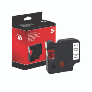 CW Office 1000/5000 Tape 6MMX7M BLK/WHT, adhesive black and white labeling tape cartridge with packaging.
