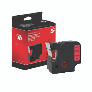 CW Office 2000/5500 Tape 19MM BLK/Red, adhesive label tape cartridge with black ink and red tape, designed for office label printers, with packaging box.