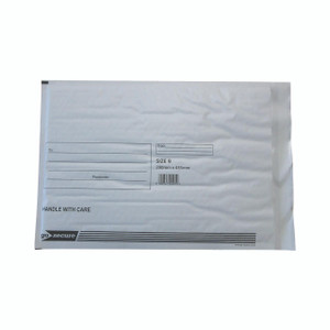 CW Office Gosecure Bubble Env Size 9 WHT PK50, white bubble envelope for mailing and packaging.
