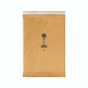 CW Office Jiffy Pad Bags Rcyl Sz 6 Gld PK50, a stack of brown padded paper bags used for packaging, with the product label and barcode on the front.