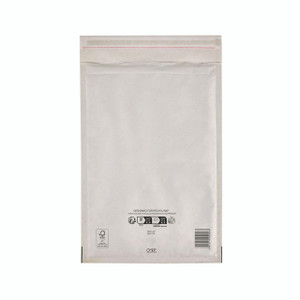 CW Office Bubble Lined Bag White 220X330 PK50, white bubble lined protective mailing bags for secure packaging.