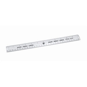 CW Office Ruler Plastic 300MM Clear PK10, transparent plastic ruler with black measurement markings and text for precise measurement.
