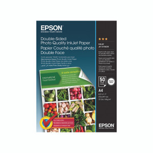CW Office Epson Photo Quality Inkjet PPR A4 PK50, double-sided photo quality inkjet paper package with colorful vegetable images on the front.