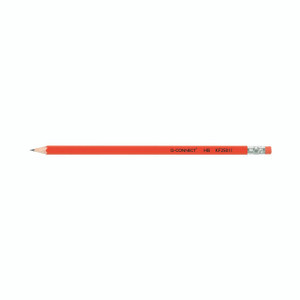 CW Office Q-Connect Rtip Hb Office Pencil P12, red hb wooden office pencil with eraser and silver metal ferrule.