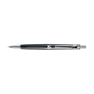 CW Office Mhcl Pencil Rub Grip 0.5MM Lead PK12, black retractable ballpoint pen with rubber grip, silver accents, and 0.5mm lead, for precise writing and drawing.