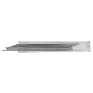 CW Office Mhcl Pencil Rfl 12 Leads/Tube PK12, transparent plastic tube containing 12 metallic pencil leads.