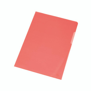 CW Office Q-Connect Cut Flush Folder A4 Red, pk100, plastic file folder for A4 documents with a clean cut flush design.