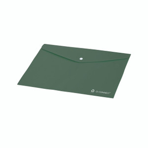 CW Office Q-Connect Recyc PP Folder A4 Gn PK12, green recycled polypropylene folder with a button closure.