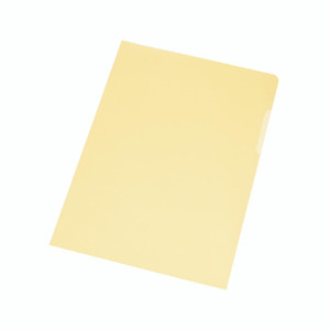 CW Office Q-Connect Cut Flush Folder A4 PK100, yellow paperback folder with rounded edges for organizing documents.
