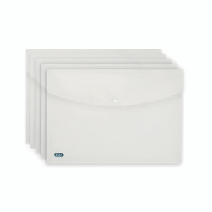 CW Office Elba Snap Wallet PP A4 Clear PK5, transparent A4-sized document wallets with snap closures.