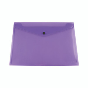 CW Office Q-Connect Document Folder A4 Purple PK12, purple plastic file folder with button closure, suitable for organizing A4 documents.