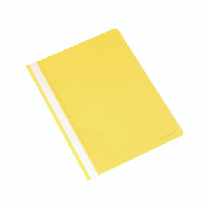 CW Office Q Connect Report File A4 Yellow PK25, yellow report file with a white elastic band for securing documents.