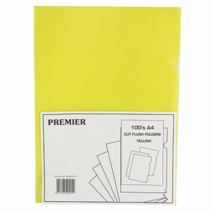 Yellow Cut Flush Folders PK100