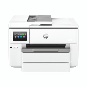 CW Office HP Officejet Pro 9730E Wf Aio Printer, a white multifunctional all-in-one printer with a touchscreen control panel and automatic document feeder.