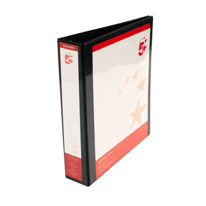 CW Office 4D-RING Ring Binder A4 38MM BLK PK10, black 4D-ring binder for A4 size documents with a 38mm ring capacity and a patriotic star design on the cover.