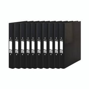 CW Office Pukka Brights R/Binder A4 BLK PK10, set of ten black rectangular ring binders for organizing A4 size documents.
