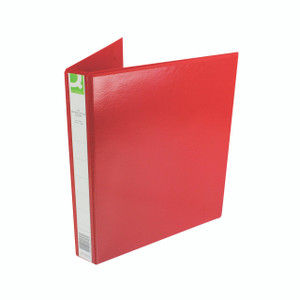 Product CW Office Q-Connect 4D Rbndr 25MM A4 Red, a red presentation binder with 25mm rings for A4 documents.