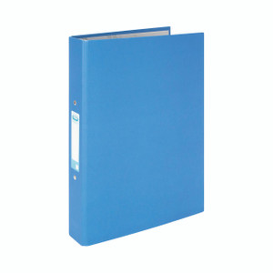 CW Office Elba 25MM Rbndr 2-RG Pob A4 BLU PK10, blue A4-sized binder with rings for organizing documents.