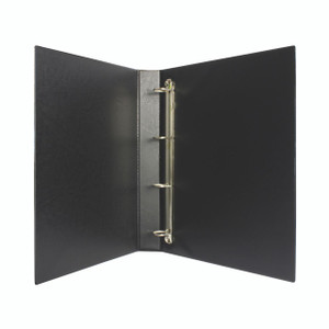 CW Office Black 25MM 4D Presentation Binder PK10, open black binder with three-ring metal binding mechanism inside.