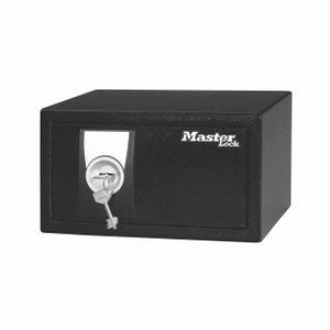 CW Office Sentry Small Key Lock Security Safe, black compact safe with key lock and silver key for secure storage.