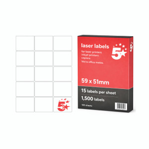 CW Office A4 Address and Parcel Labels, white rectangular labels with 59x51mm size, 1500 labels in a box for laser printers and inkjet printers.