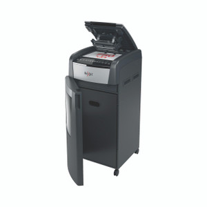 CW Office Rexel Optimum Autofeed+ 750M Shredder, modern paper shredding machine with open top and control panel, designed for office security and document destruction.